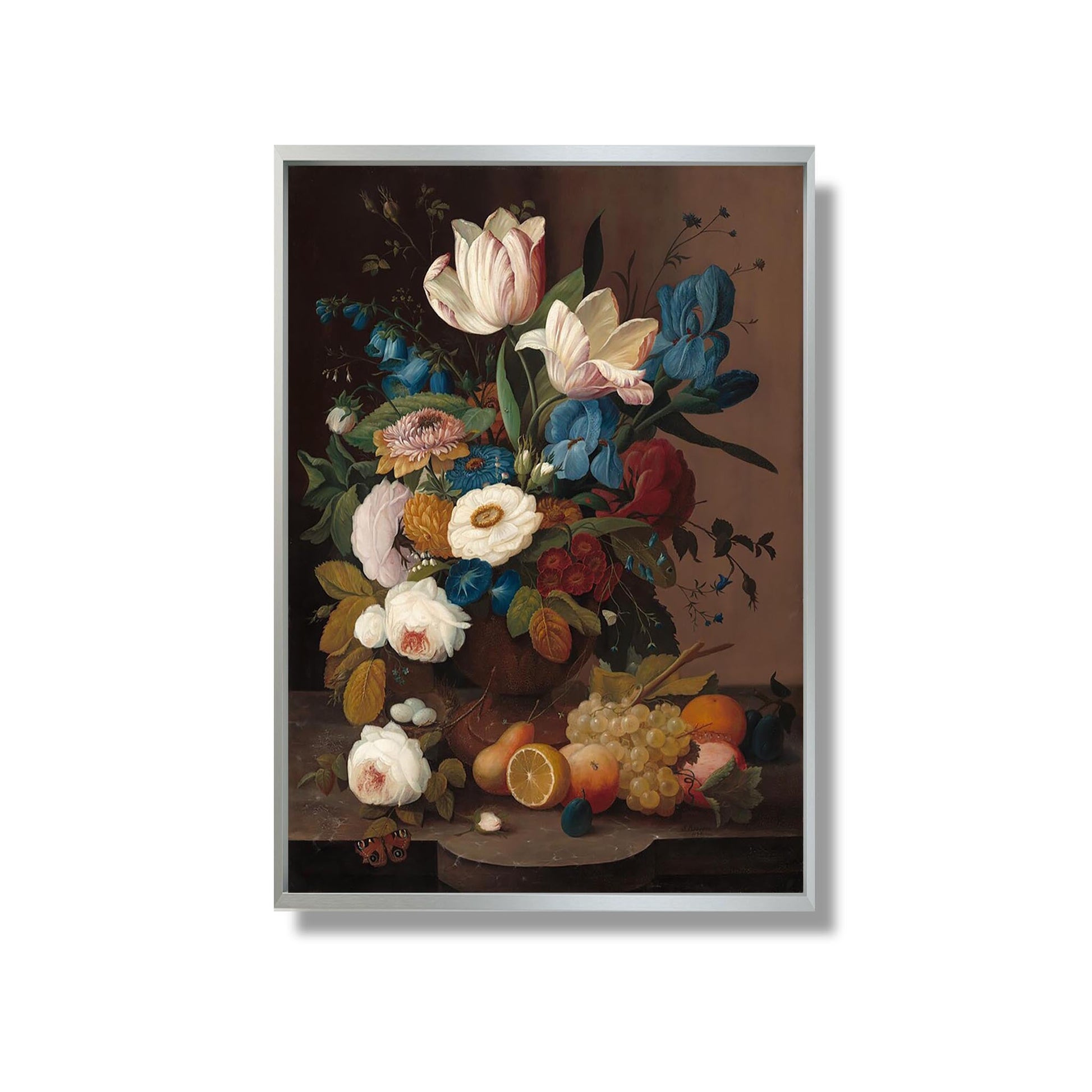 Still Life, Flowers, and Fruit - Severin Roesen - Reproduction Peinture