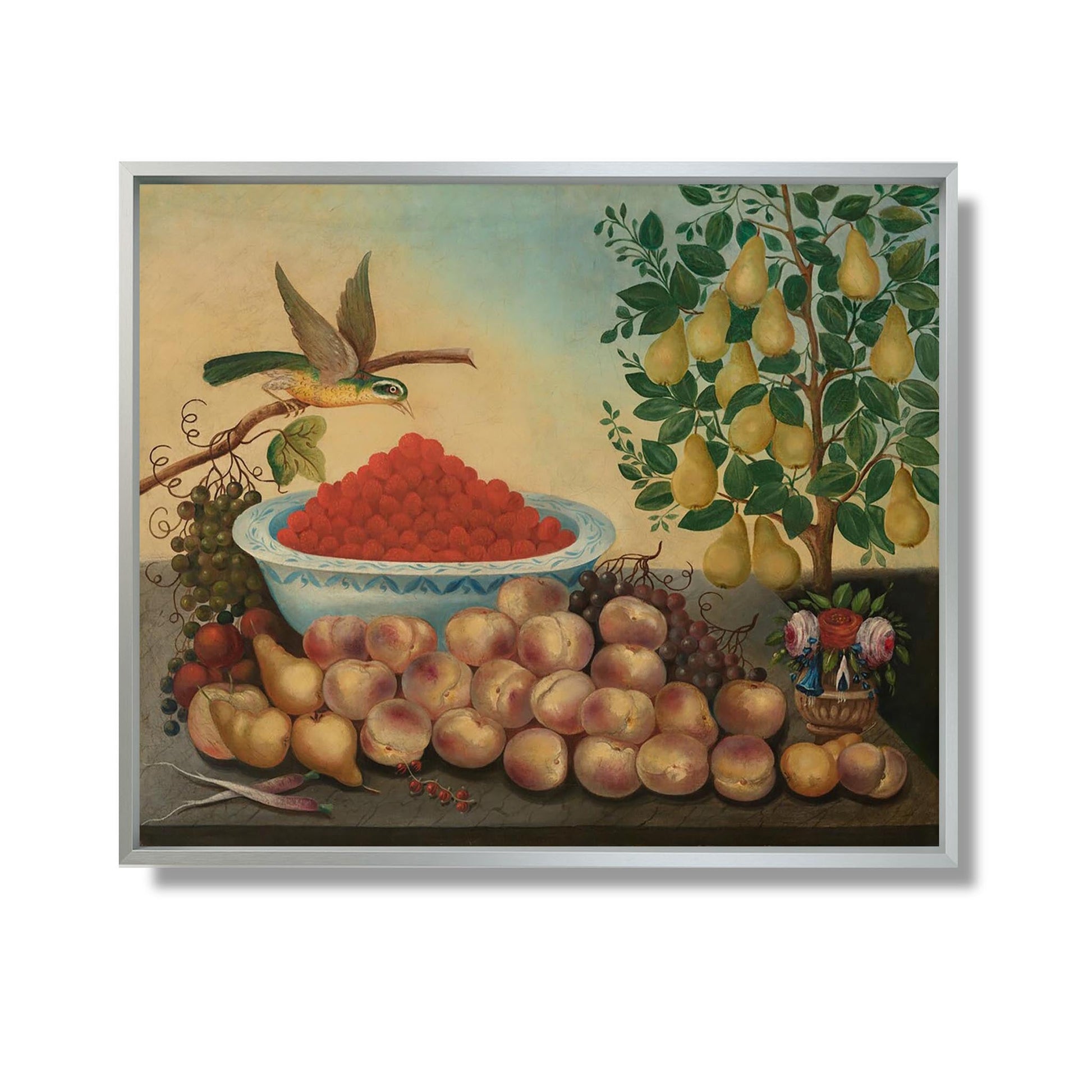 Still Life: Fruit, Bird, and Dwarf Pear Tree - Charles V. Bond - Reproduction Peinture