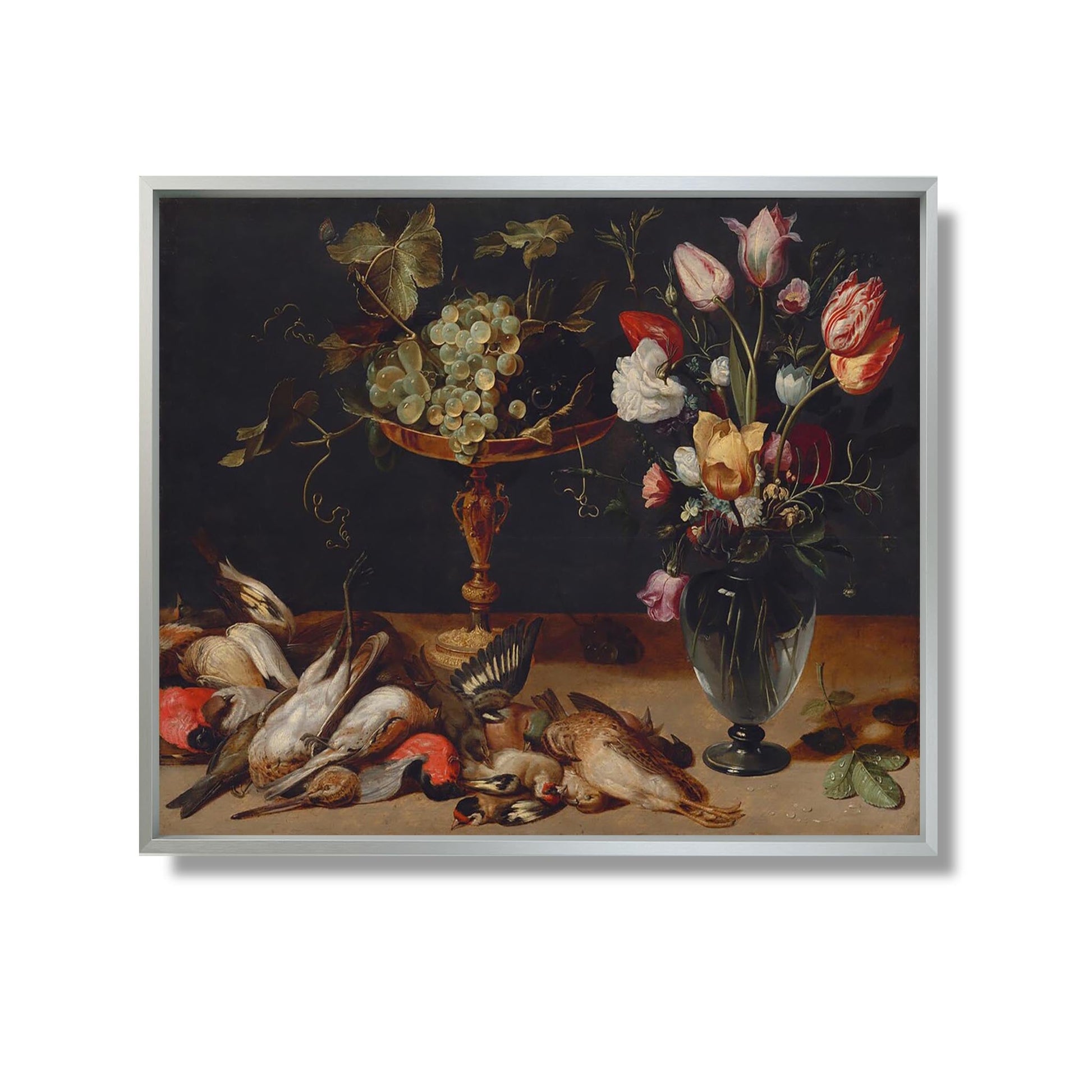 Still Life with Flowers, Grapes, and Small Game Birds - Frans Snyders - Reproduction Peinture