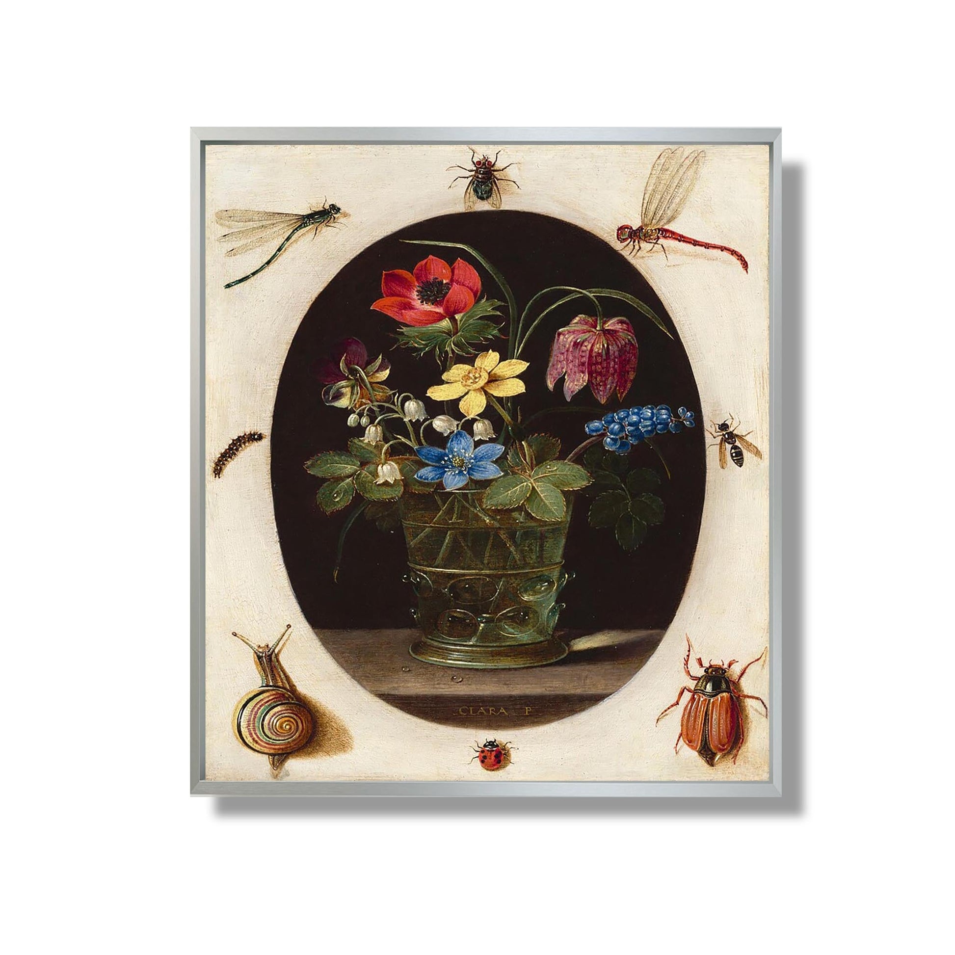 Still Life with Flowers Surrounded by Insects and a Snail - Clara Peeters - Reproduction Peinture