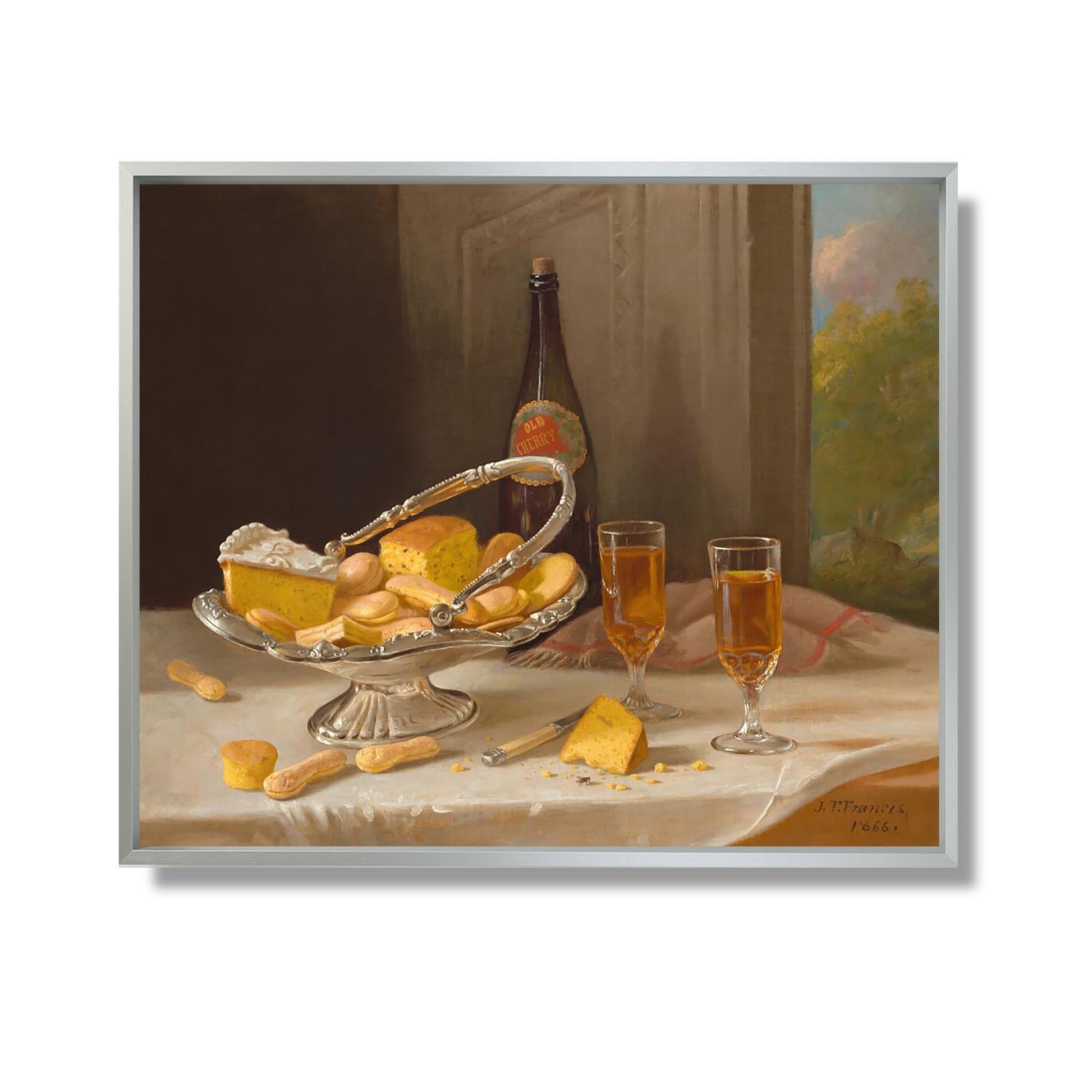 Still Life with Silver Cake Basket - John F. Francis - Reproduction Peinture
