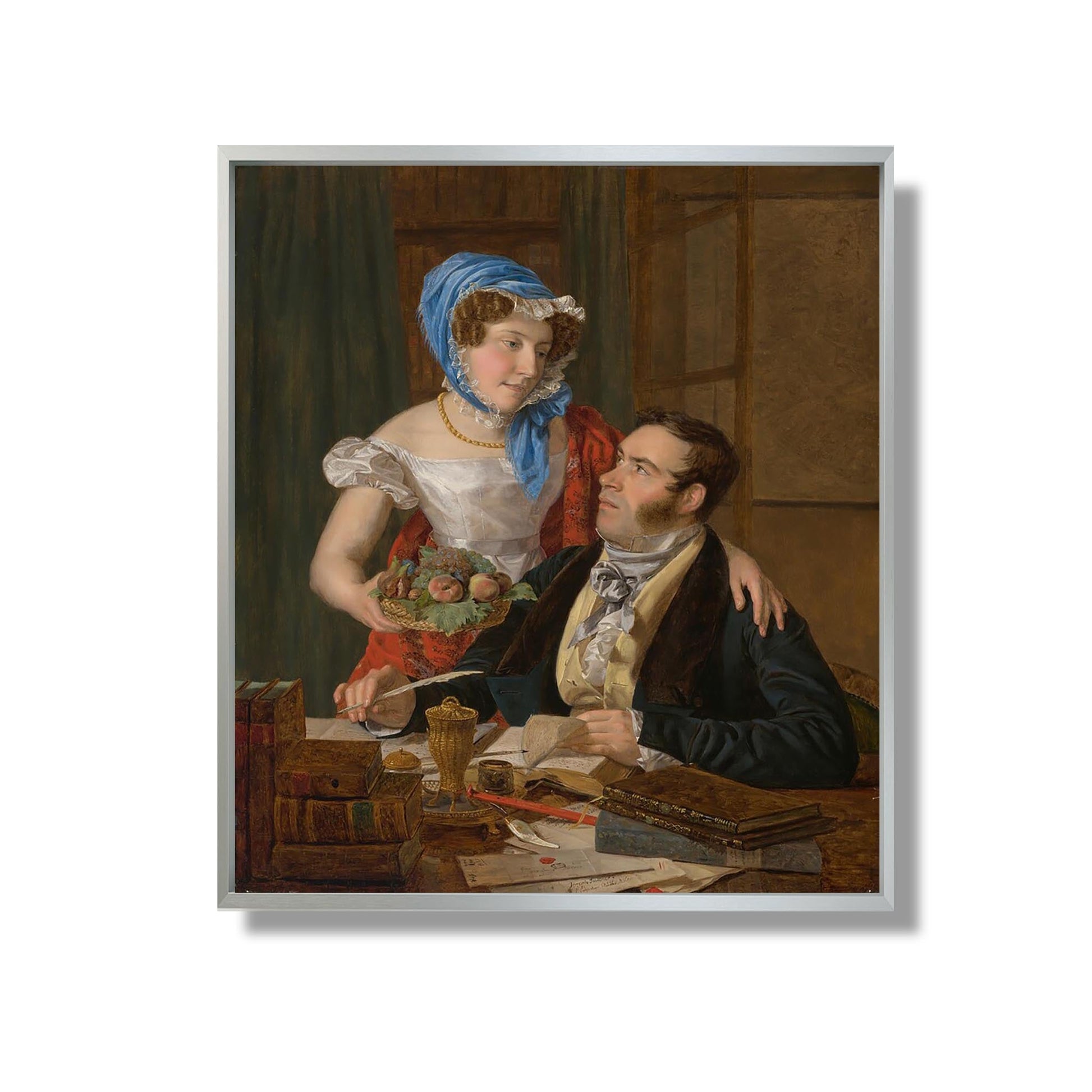 The Cartographer Professor Josef Juttner and His Wife - Ferdinand Georg Waldmuller - Reproduction Peinture