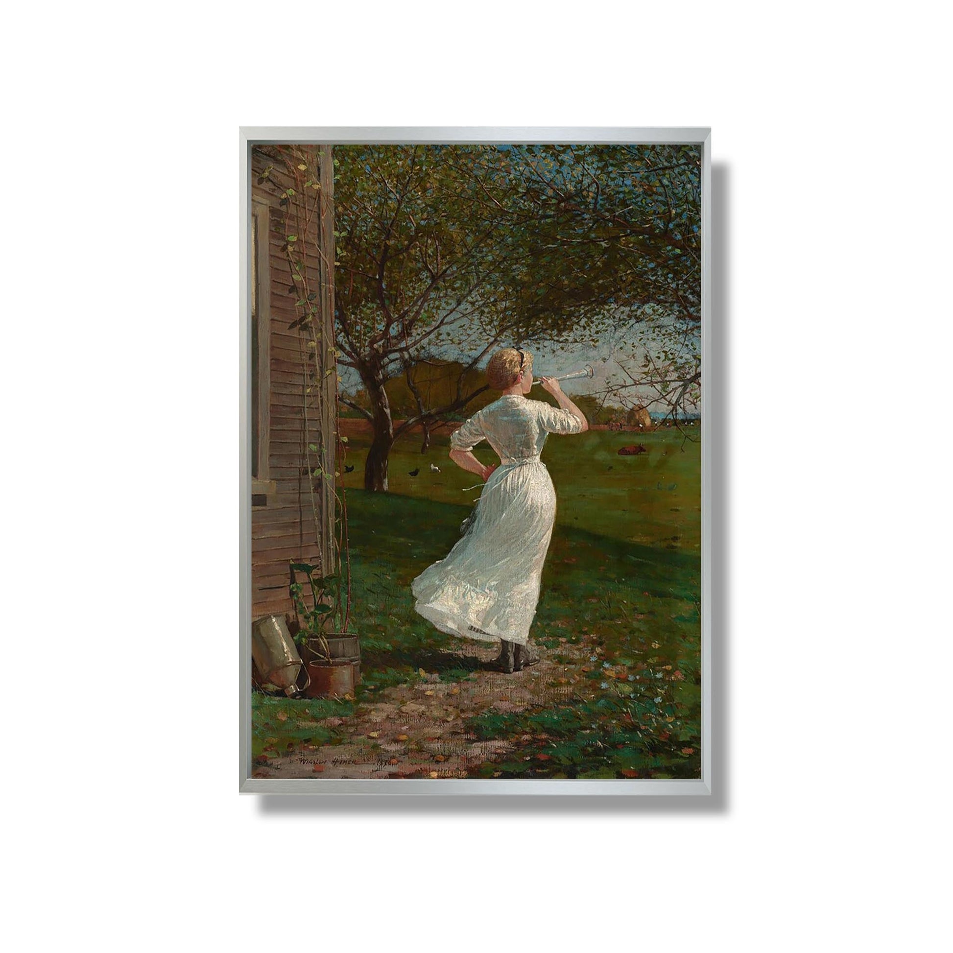 The Dinner Horn (Blowing the Horn at Seaside) - Winslow Homer - Reproduction Peinture