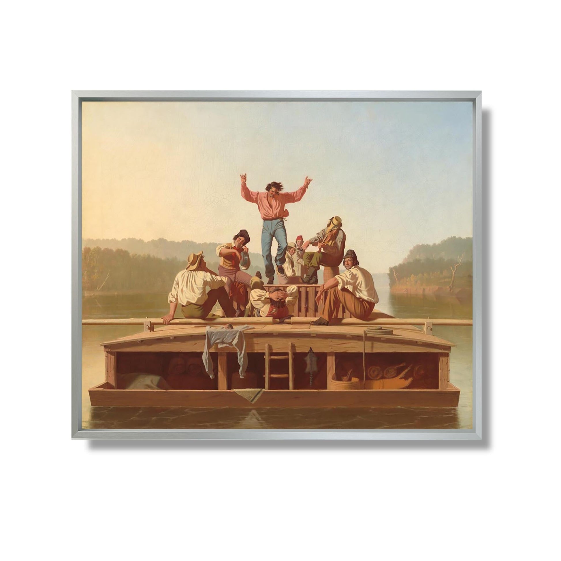 The Jolly Flatboatmen - George Caleb Bingham - Reproduction Peinture