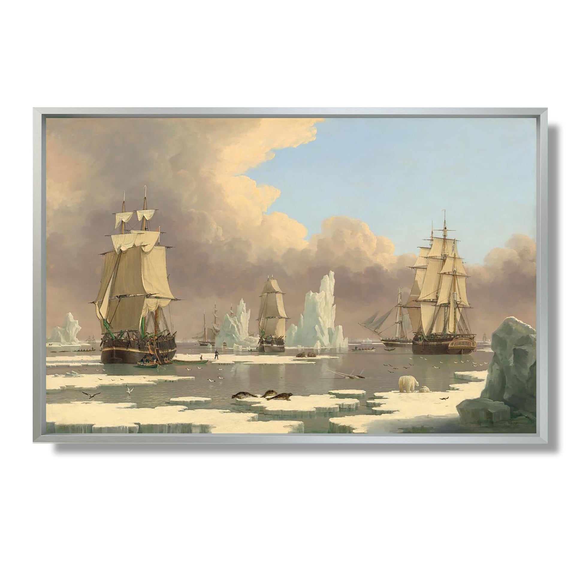 The Northern Whale Fishery: The  Swan  and  Isabella  - John Ward of Hull - Reproduction Peinture