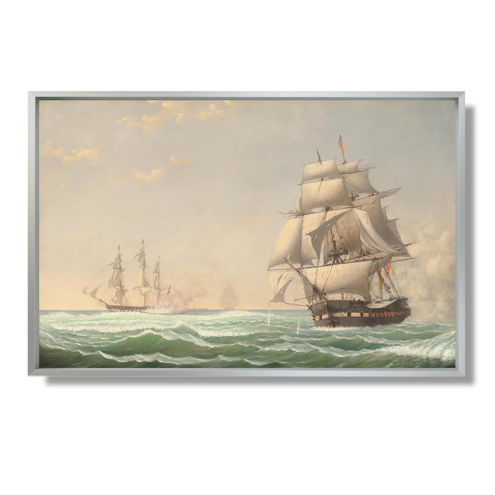 The United States Frigate 'President' Engaging the British Squadron, 1815 - Fitz Henry Lane - Reproduction Peinture