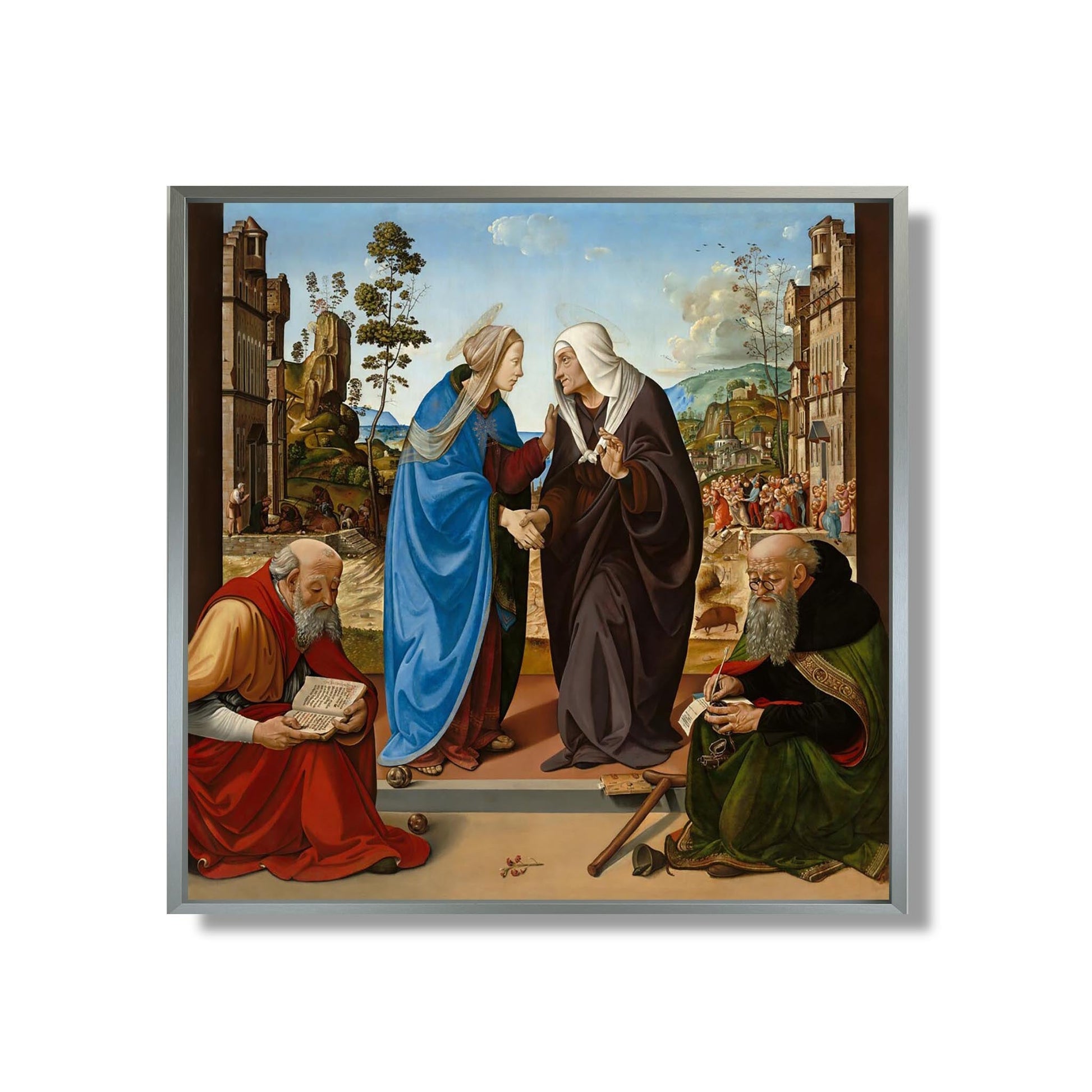 The Visitation with Saint Nicholas and Saint Anthony Abbot - Piero di Cosimo - Reproduction Peinture