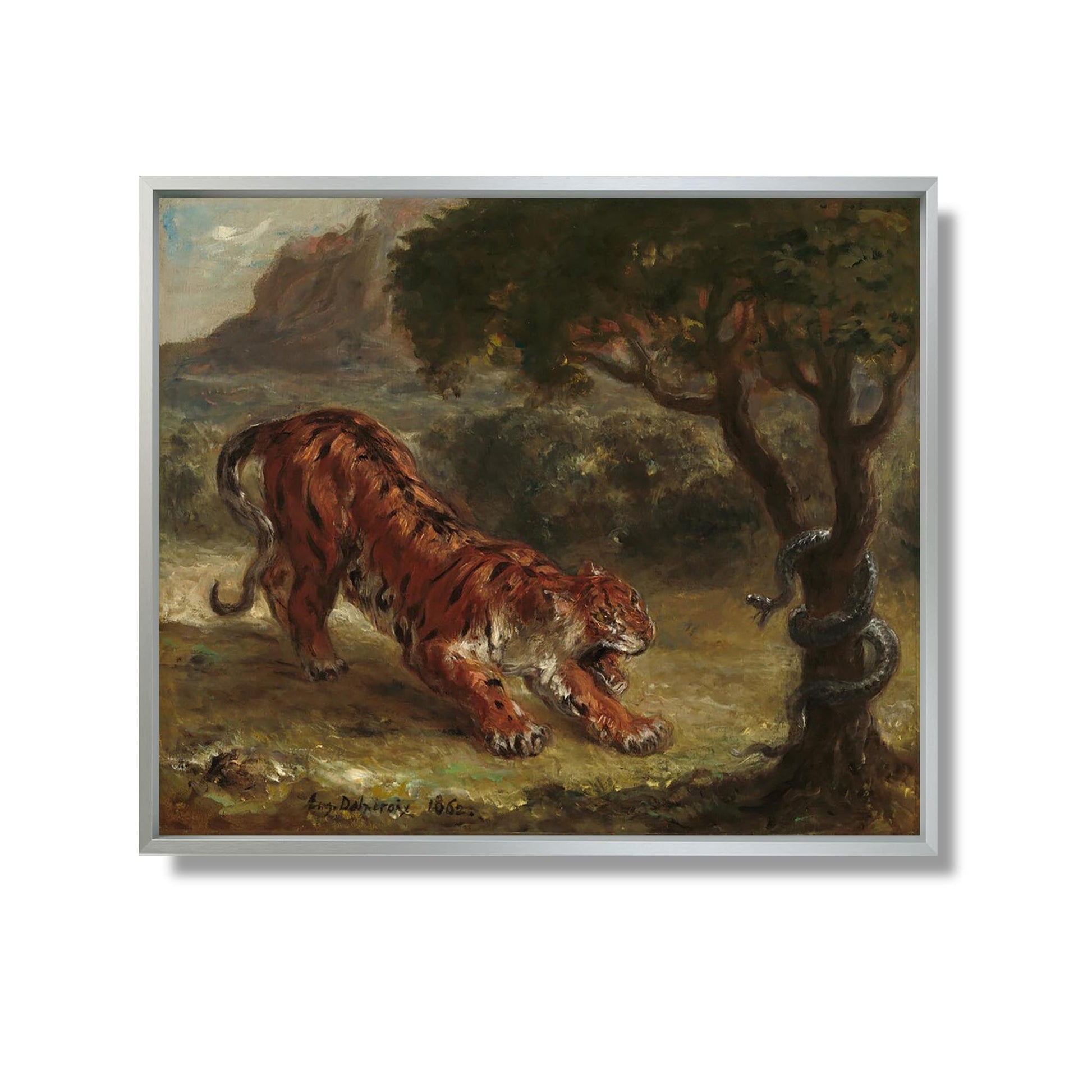 Tigre et Serpent - Eugène Delacroix - Reproduction Peinture