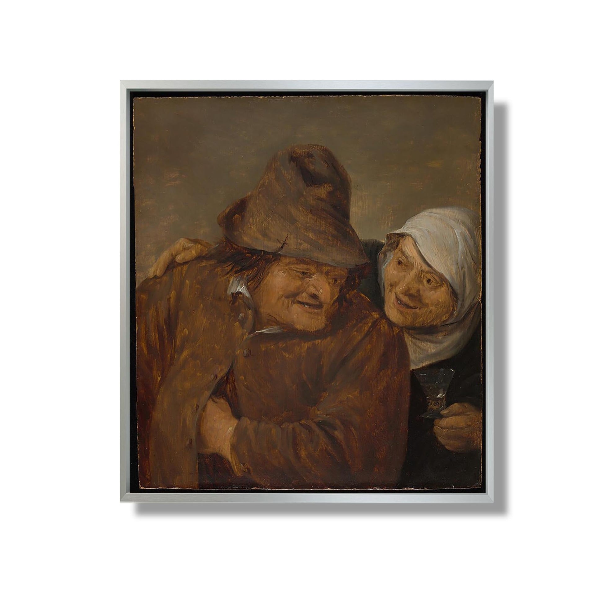 Two Peasants with a Glass of Wine - David Teniers the Younger - Reproduction Peinture