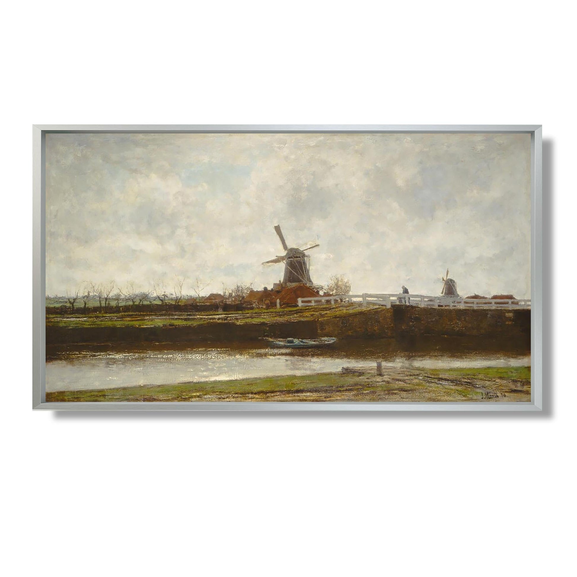 View of the Mill and Bridge on the Noordwest Buitensingel in The Hague - Jacob Maris - Reproduction Peinture