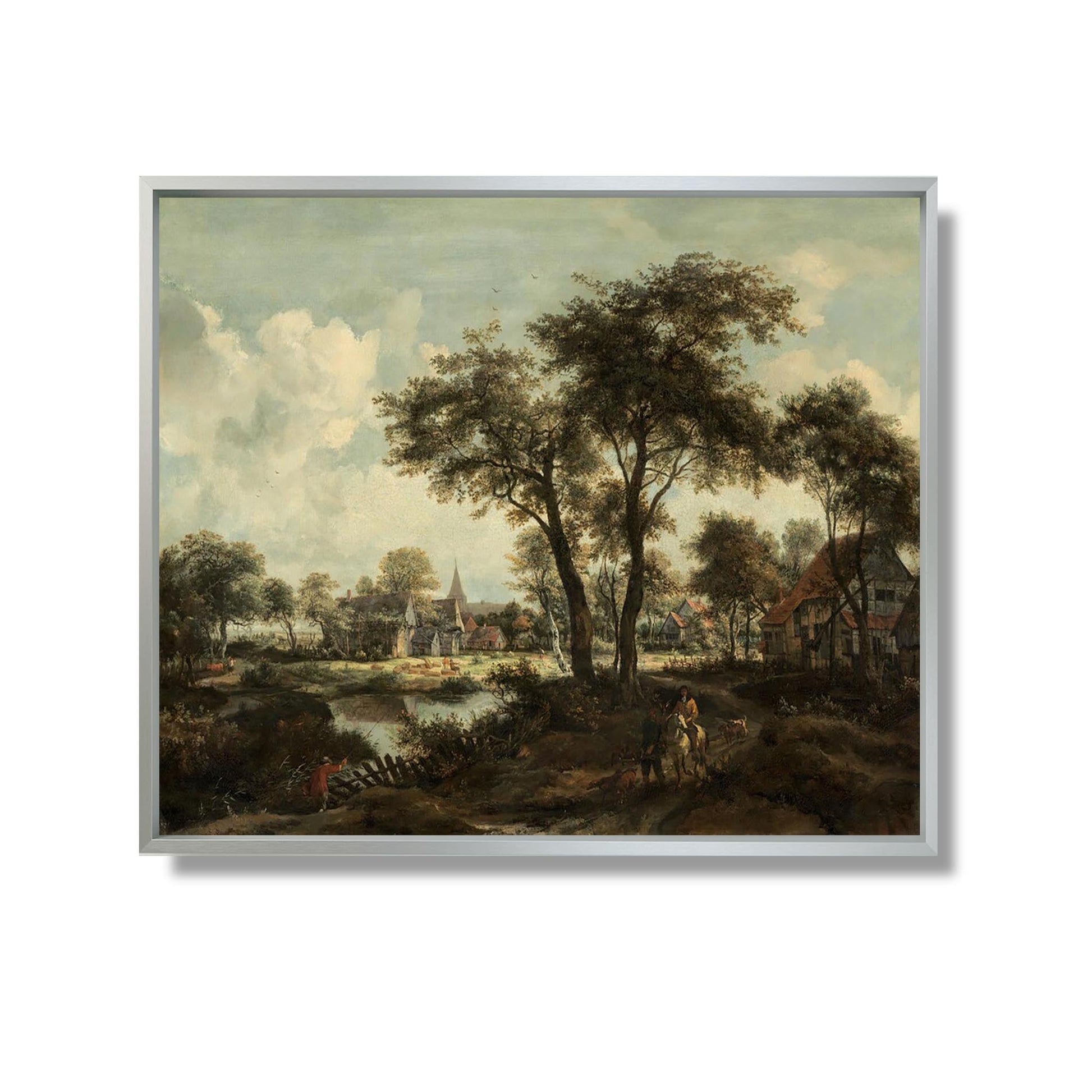 Village near a Pool - Meindert Hobbema - Reproduction Peinture
