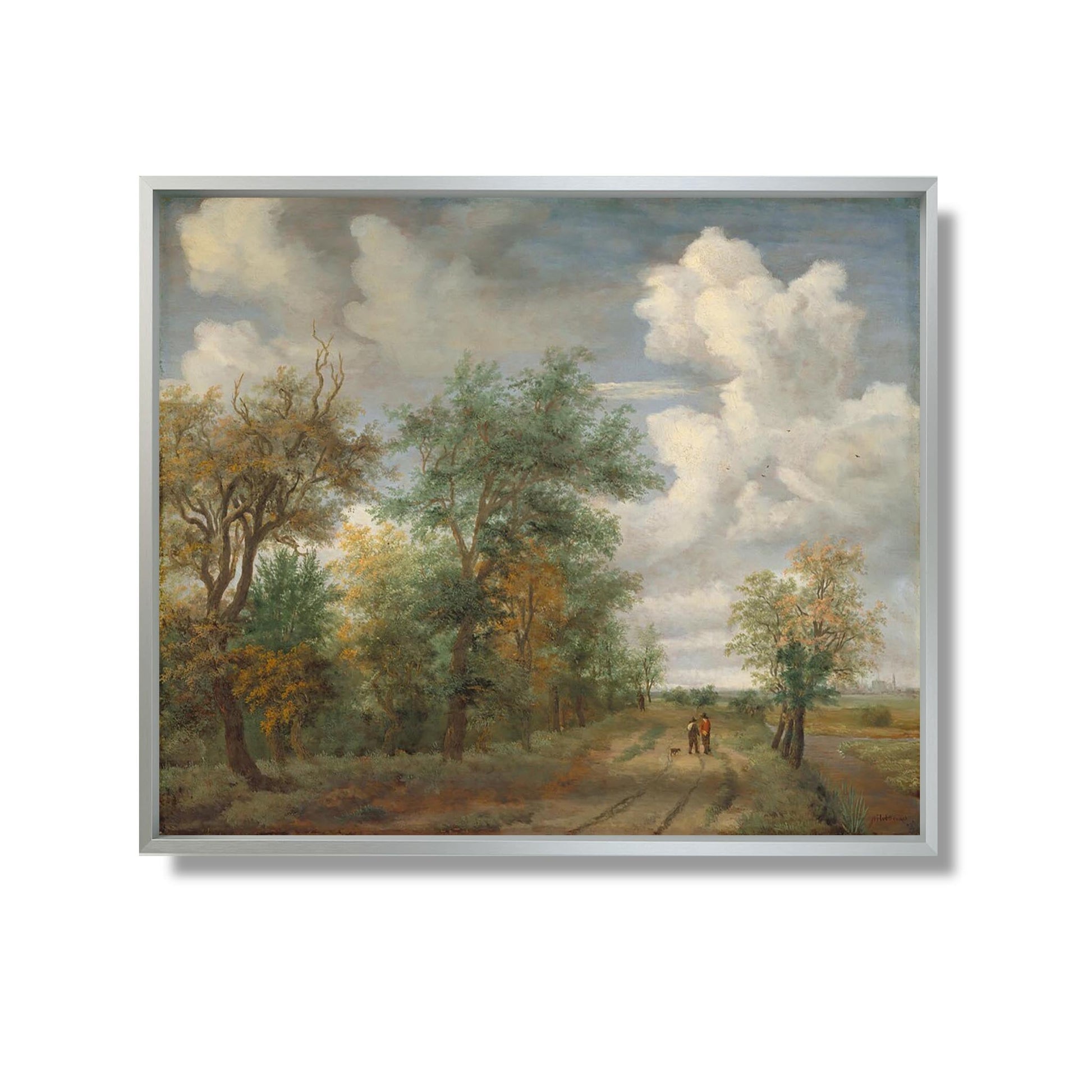 Wooded Landscape with Figures - Meindert Hobbema - Reproduction Peinture