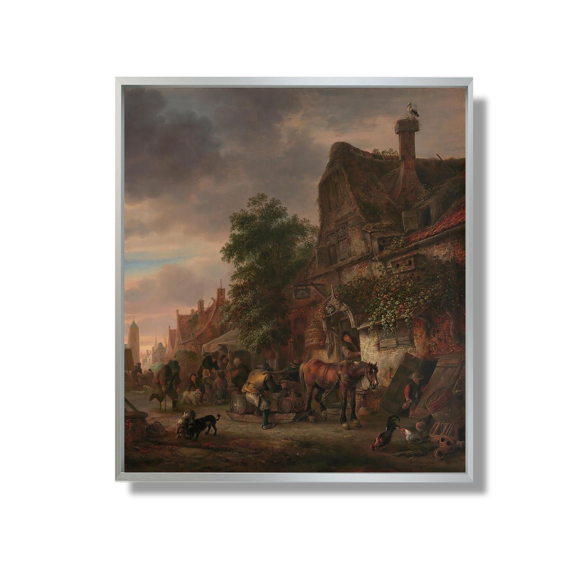 Workmen before an Inn - Isack van Ostade - Reproduction Peinture